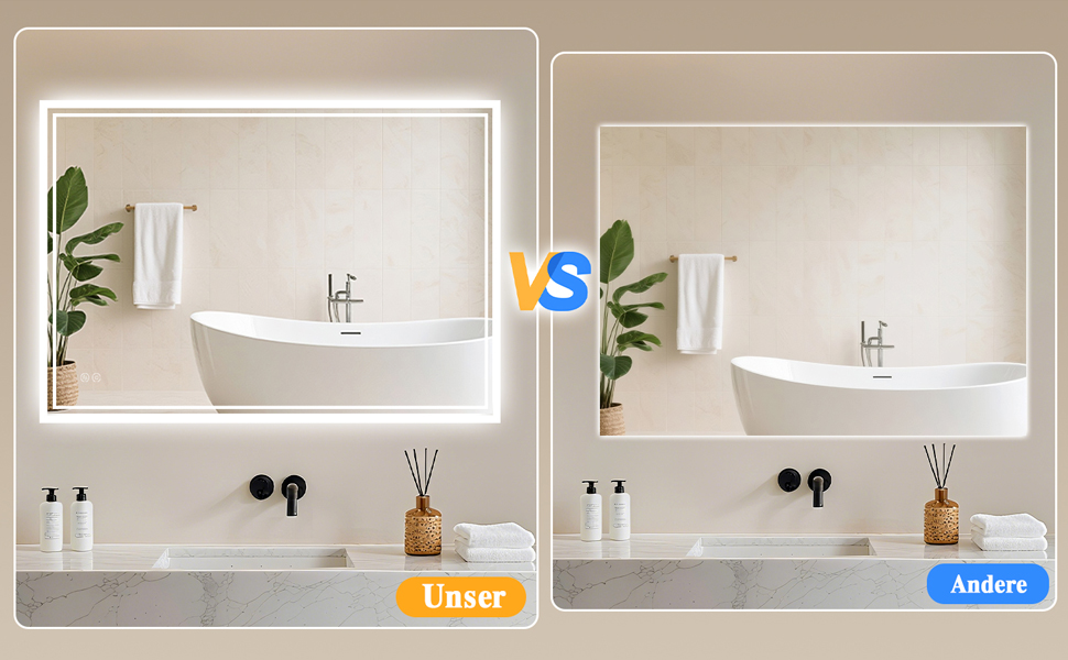 LED дзеркало для ванної кімнати з підсвічуванням 40 x 60 см – Antifog, 3 кольори, регулювання яскравості, подвійний сенсорний вимикач, пам'ять при відключенні електроенергії, монтаж на гачки, квадратна форма