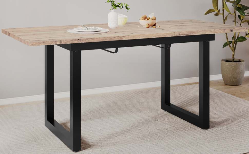 Розсувний обідній стіл Merax, 140/180x80x75 см, білий, металеві ніжки