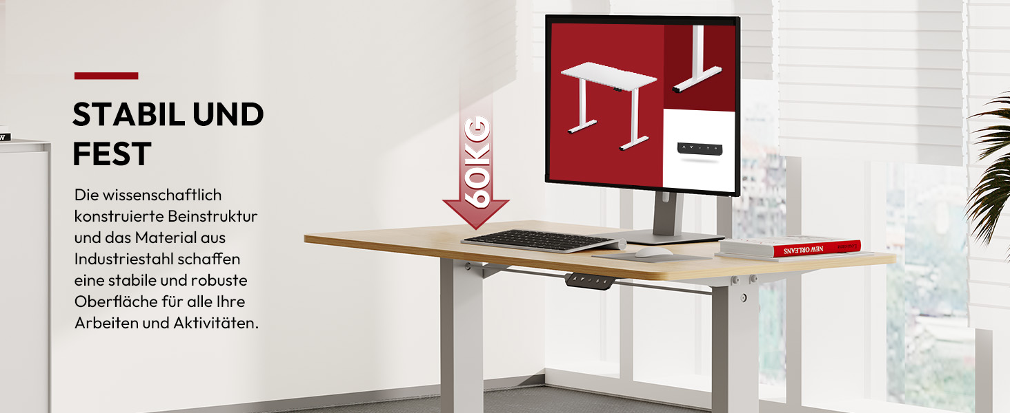 Регульований по висоті стіл SANODESK 110x54 см - Компактний стоячий стіл з анти-колізійним захистом для дому та офісу