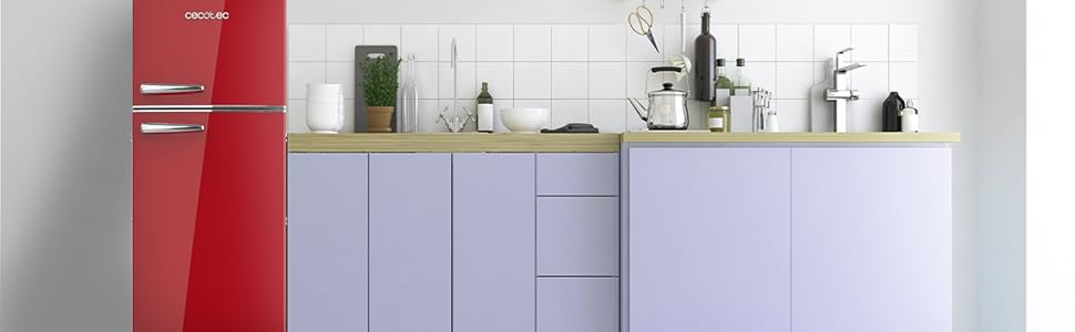 Холодильник Cecotec Bolero CoolMarket 2D Origin 86L - 89,3 x 48,7 см, 86 л, Клас E, з відділенням для льоду, підсвічуванням, червоний