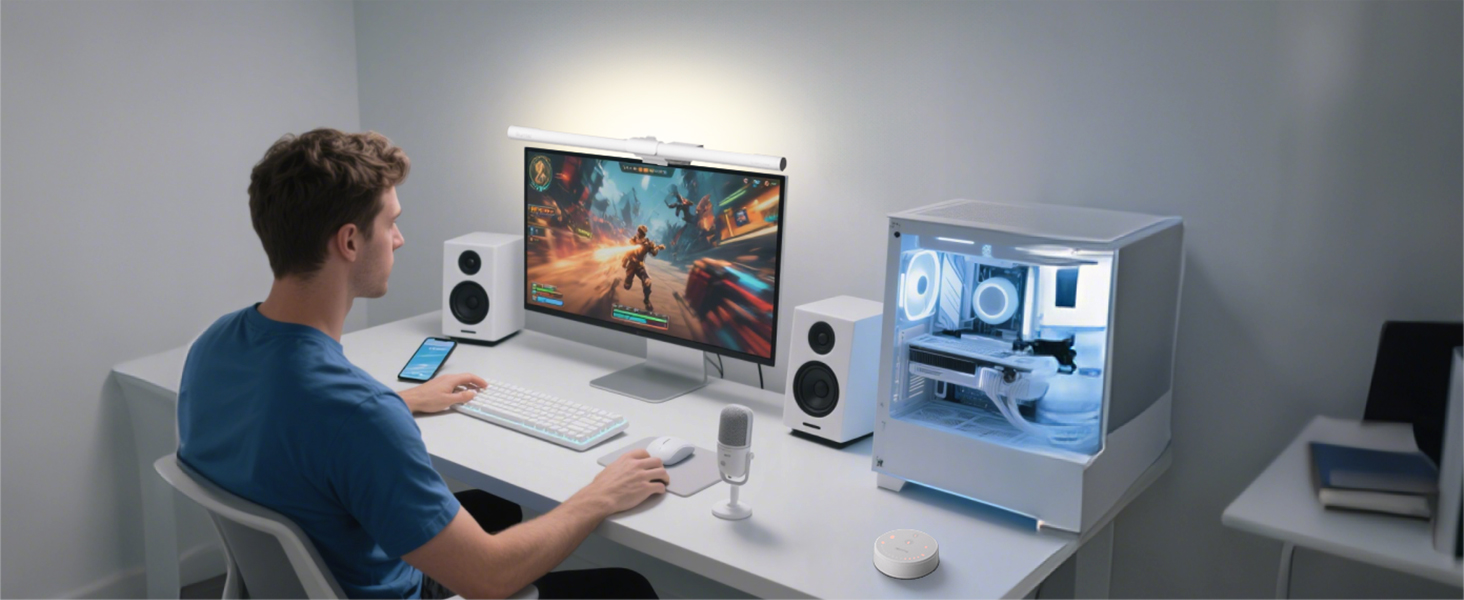 LED лампа для монітора Quntis 40см з підсвічуванням, регульована, захист очей, для офісу та дому