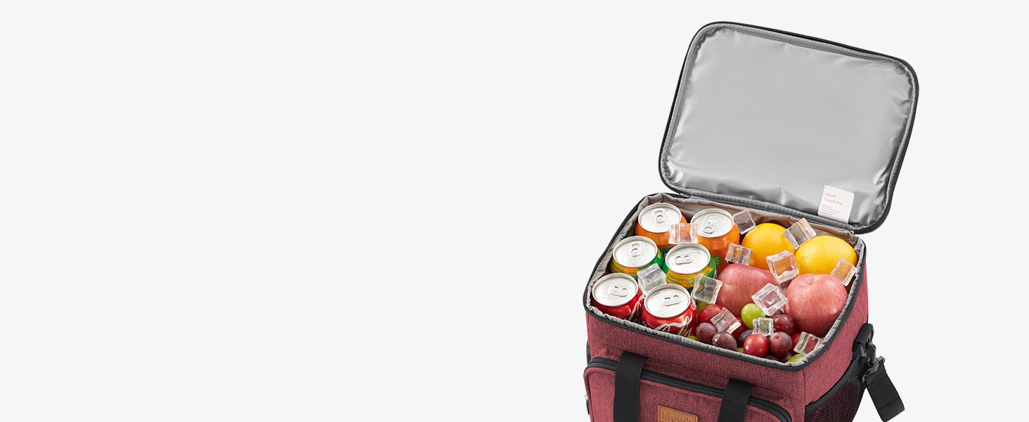 Термосумка-холодильник Lifewit 15л, червоний: сумка для ланчу, пляшок, пляжу, подорожей. Ізольована, водонепроникна, складана