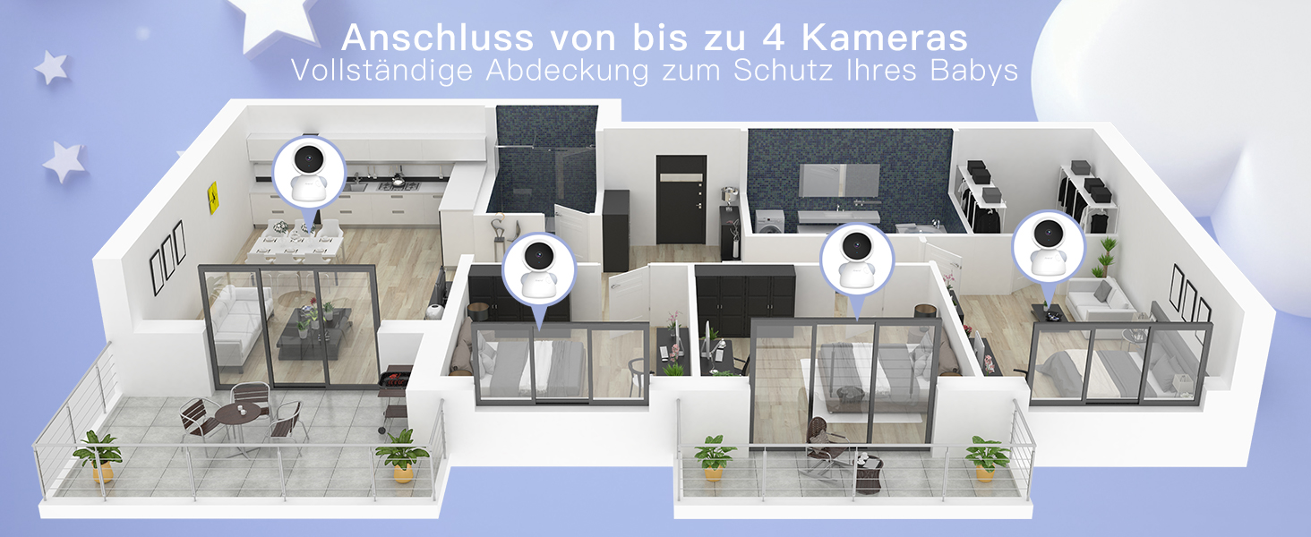 Радіоняня ARENTI з 2 камерами та додатком 2K/3MP, 5