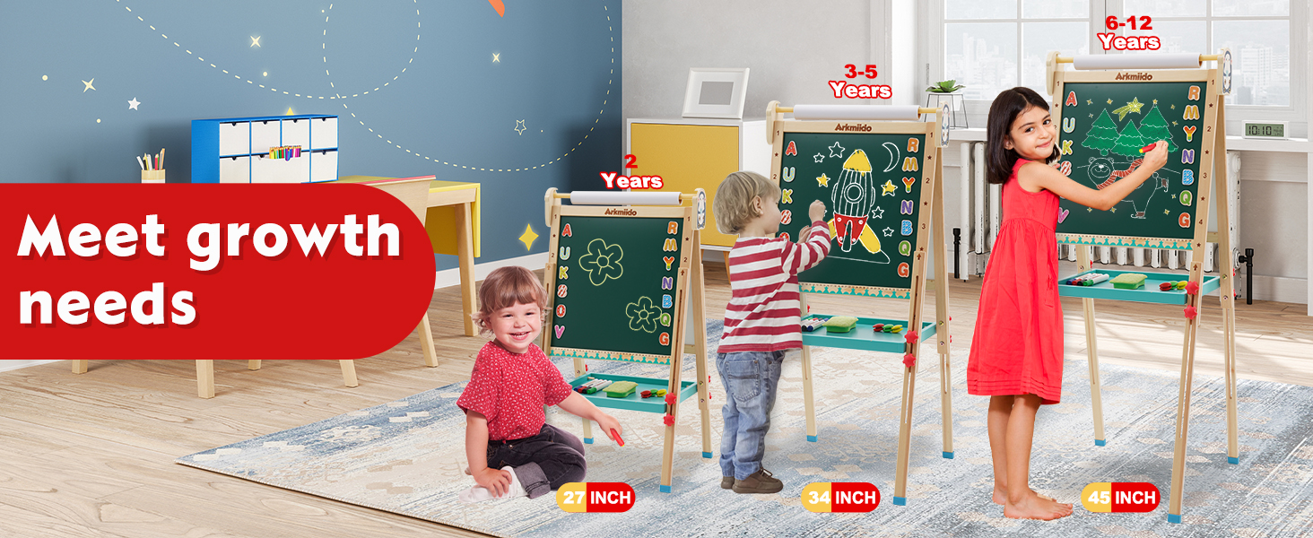 Дерев'яна іграшко-дошка Kinder Pinguin з рулоном паперу, двостороннє Whiteboard та дошка, стійка з аксесуарами для дітей та малюків