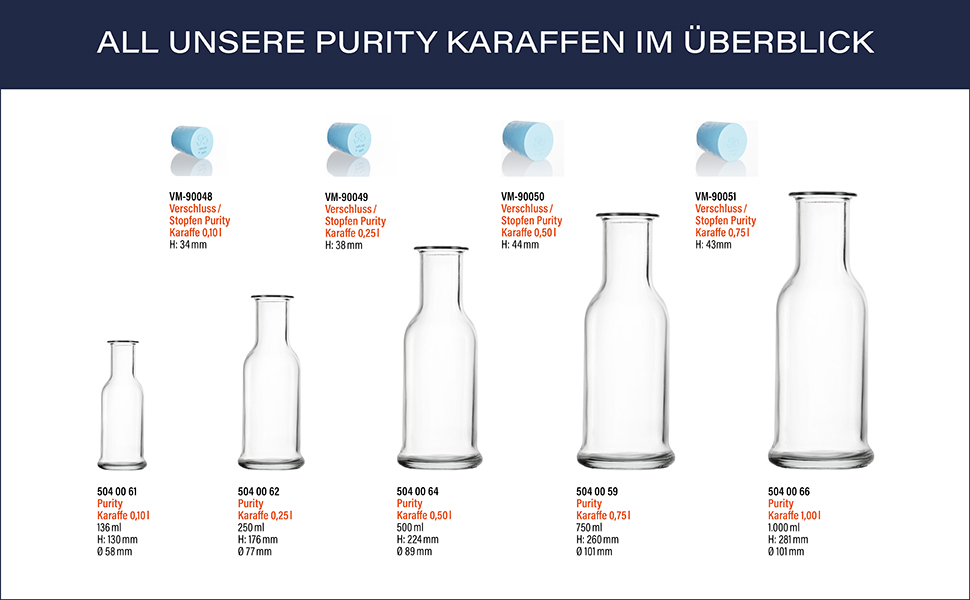 Набір скляних караганів Stölzle Lausitz Purity для води, лимонаду та вина, 500 мл, 6 шт., прозорі