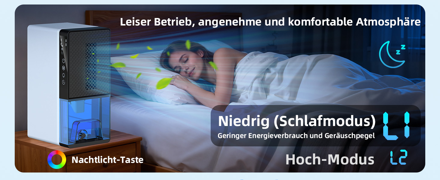 Електричний осушувач повітря для дому: кімнатний осушувач з функцією відтавання, таймером та режимом сну. Підходить для спальні, підвалу, ванної кімнати, кемпера. Середній розмір