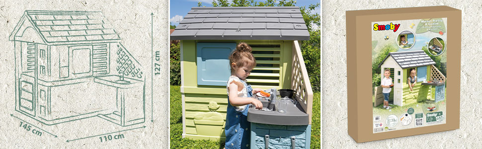 Дитячий будиночок Smoby Life Pretty з кухнею, 110x127x145 см, перероблений пластик, для вулиці, від 2 років