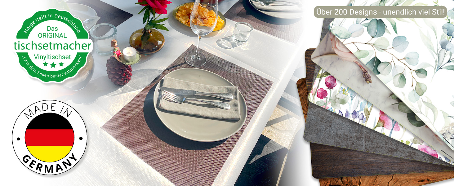 Набір килимків на стіл, 4 шт. з евкаліптовою фарбою, з вінілу (пластику), BPA-free, Made in Germany