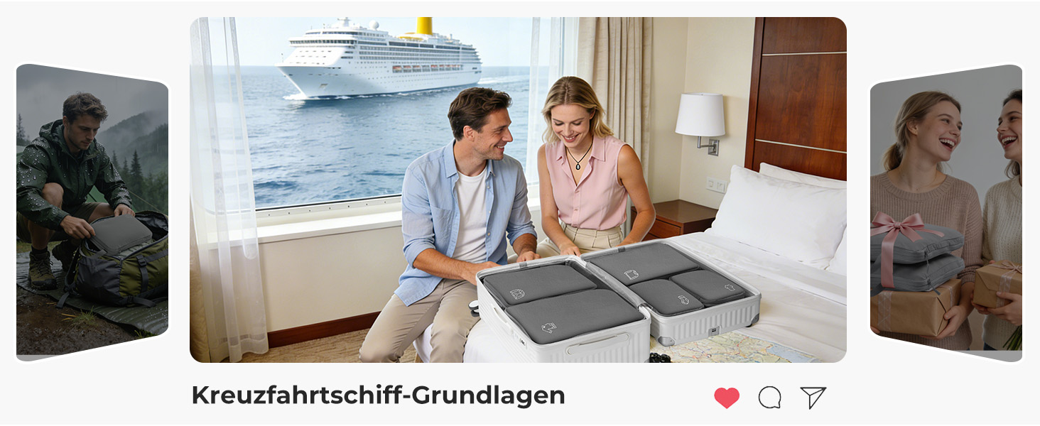 Набір компресійних органайзерів для валізи та рюкзака з нейлону, дорожні сумки-пакувальники для одягу, сірі, 5 предметів