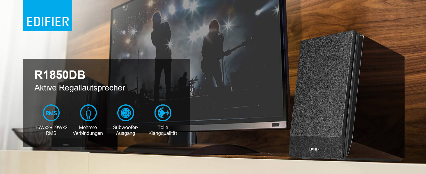 Активні полочні колонки Edifier R1850DB з Bluetooth та оптичним входом, студійні монітори 2.0 з підсилювачем та виходом на сабвуфер