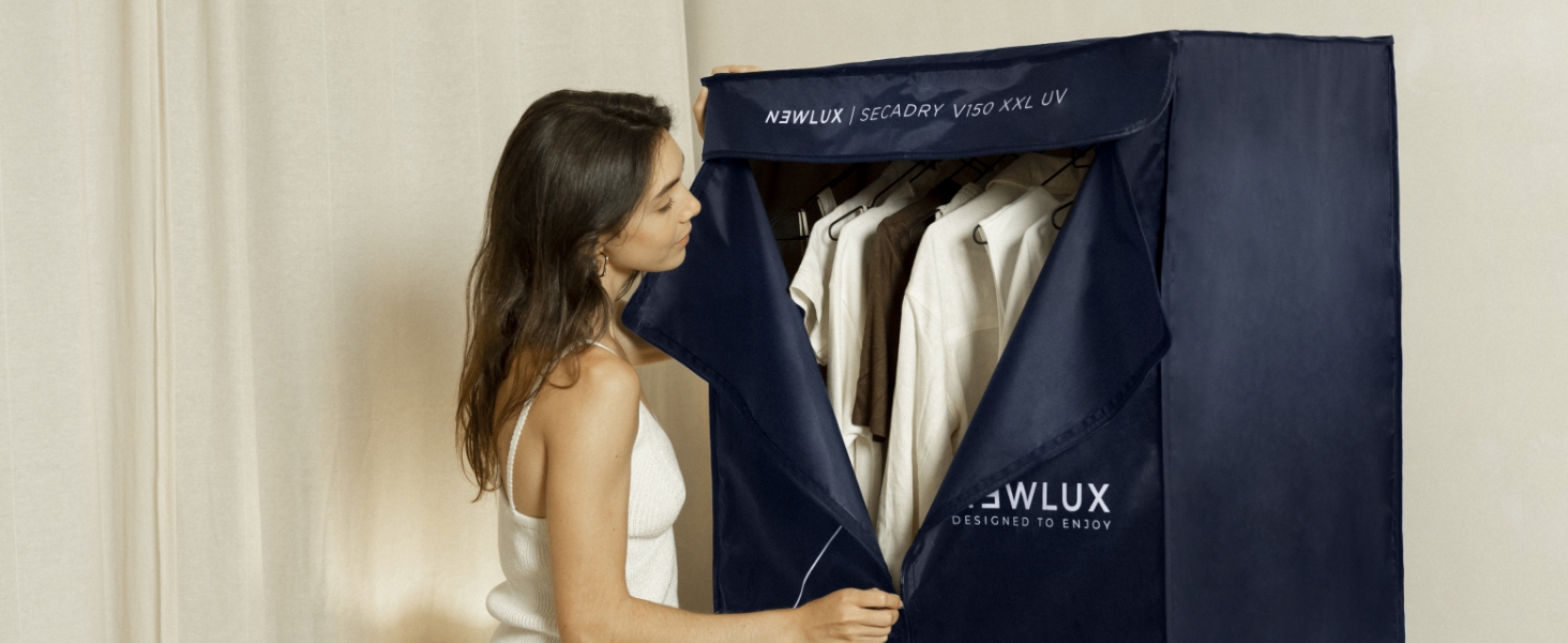 Портативний електричний сушарка для білизни Newlux Secadry (1200W) з UV-дезінфекцією, місткість 15 кг, 4 режими, синій