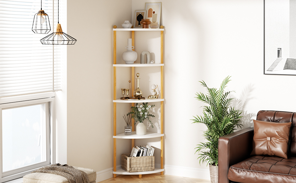 Стелаж Руічан з 5 полицями, 143.5 x 29 x 29 см, білий. Підійде для кухні, ванної, вітальні, офісу.