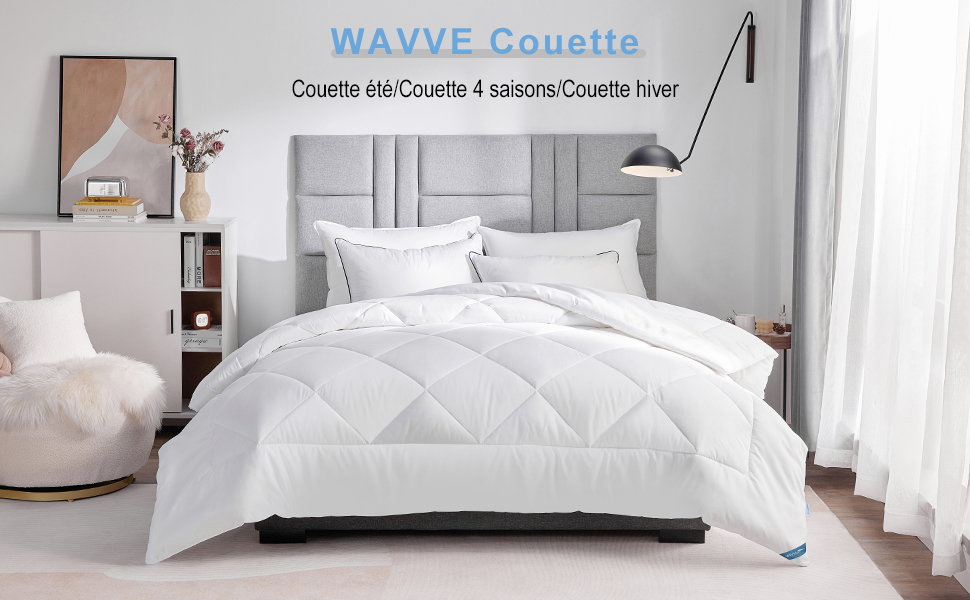 Зимова ковдра WAVVE 200x200 см, тепла стібана ковдра з мікрофібри (450 GSM, наповнювач 1800г), біла