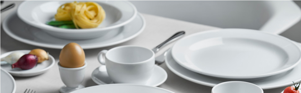 Набір посуду Van Well для 6 осіб: 18-ти частинний кавовий сервіз з порцеляни, придатний для миття в посудомийній машині та мікрохвильовій печі