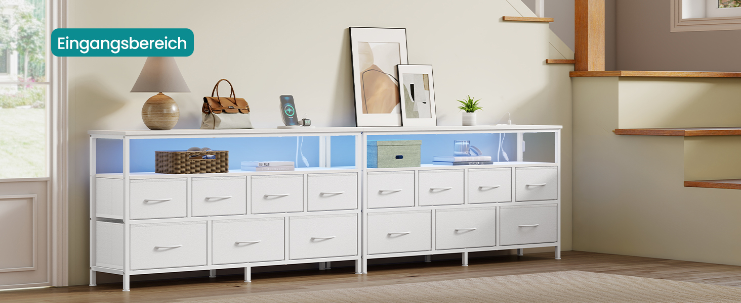 SONGMICS BELLAH: Комод, шафа, тумба з LED-підсвіткою, стайлінг-станція, 1 полиця, індустріальний стиль, вінтажно-коричневий/чорний, LGS723KD01 (7 ящиків, білий)