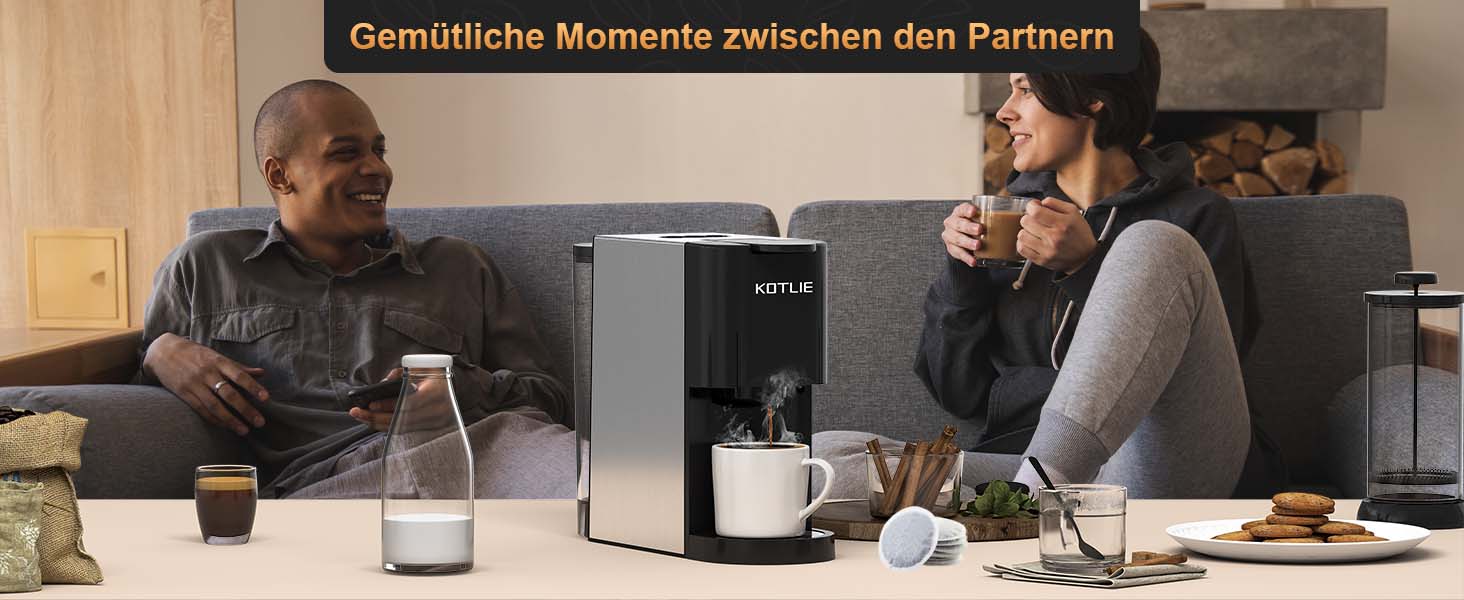 Кавомашина KOTLIE Espresso 4-в-1 для NES/Dolce Gusto/меленої кави/ESE (44мм), 19 Бар, Чорна