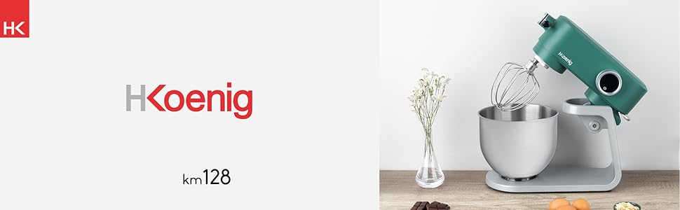 Кухонна машина H.Koenig KM124: професійна, 5 л, з нержавіючої сталі, 800 Вт, 8 швидкостей (зелена)