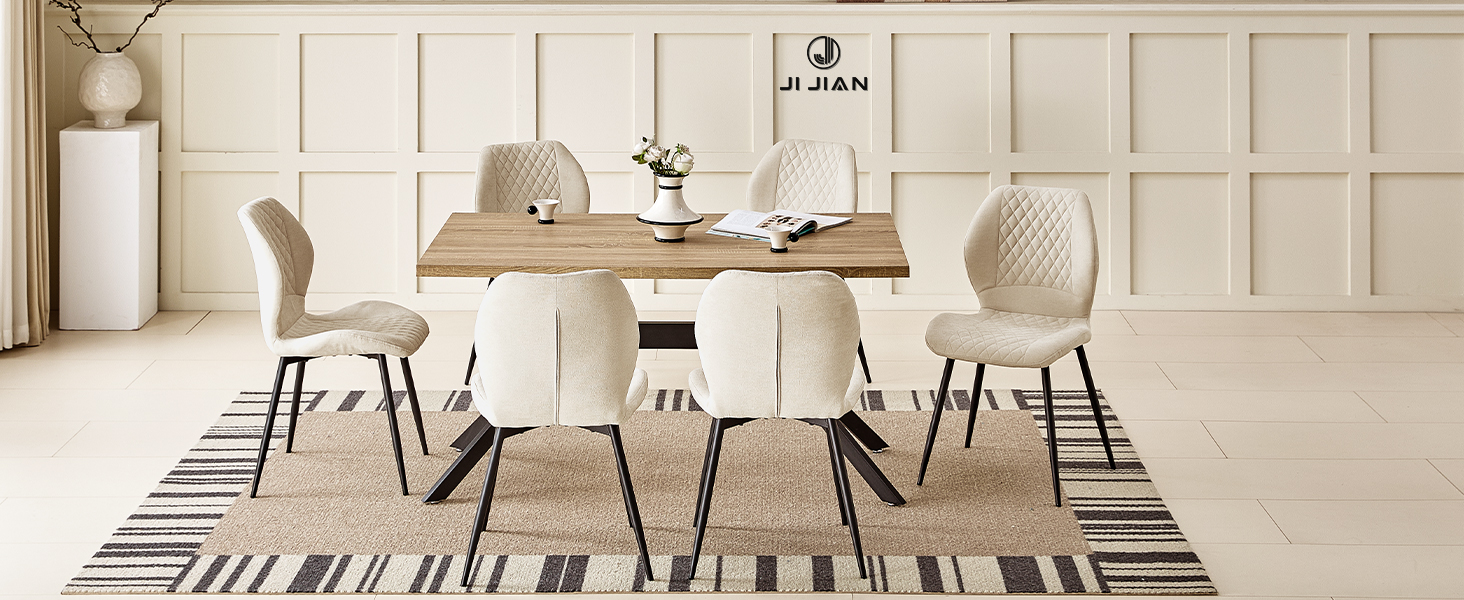 Набір обідніх стільців 6 шт., обідні стільці для кухні, вітальні, спальні, ресепшен, ергономічні, з м'яким сидінням, бежеві