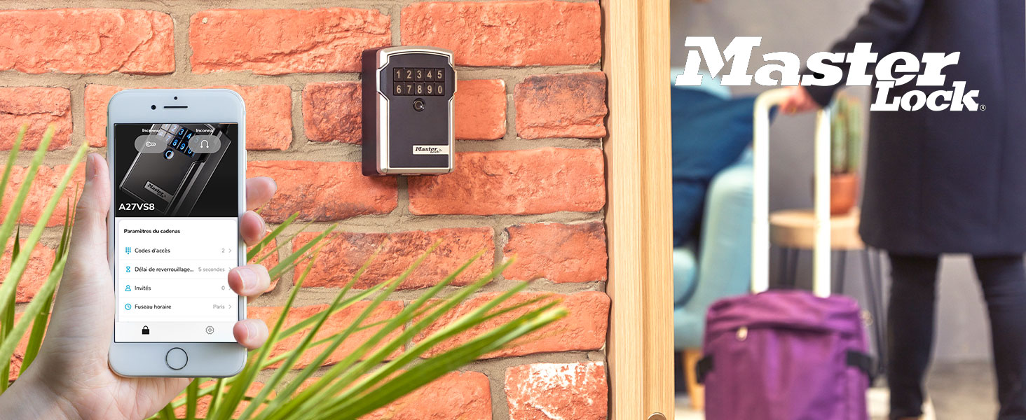 Розумний сейф для ключів Master Lock Smart Connected з Bluetooth та кодовим замком, настінний вуличний кейс з військовим шифруванням, 12.7 x 8.3 x 5.9 см