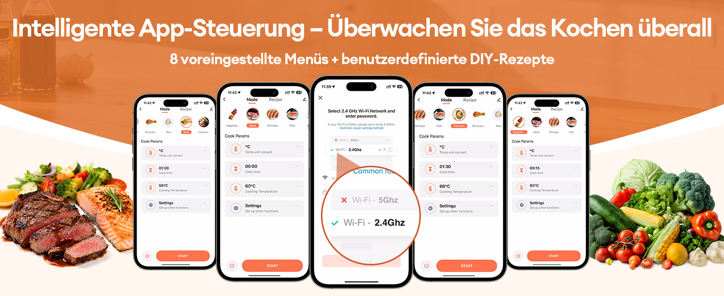 Су-від приготувальник Smart 1100W з Wi-Fi, нержавіюча сталь, ±0.1°C, 25-95°C для дому - чорний