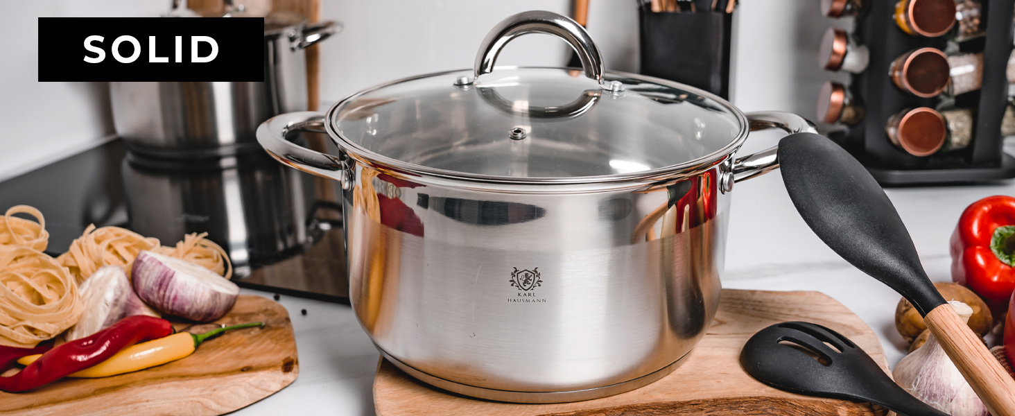 Нержавіюча каструля Karl Hausmann 6L з кришкою (26 см) - для всіх плит, включаючи індукційні