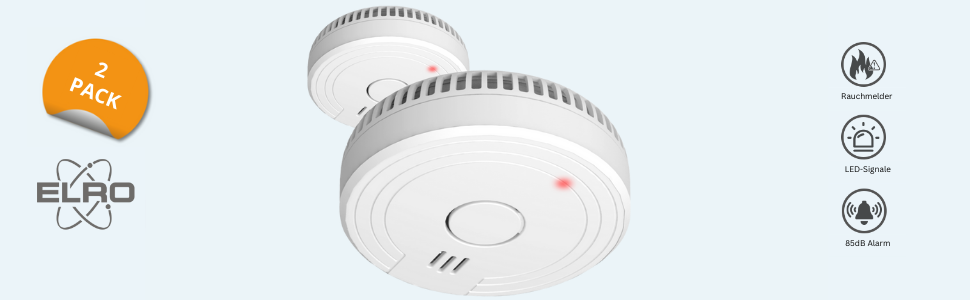 Набір датчиків диму ELRO FS1805M (6 шт.) | Магнітне кріплення | 5 років батареї та гарантія | Відповідає EN14604 | Білий