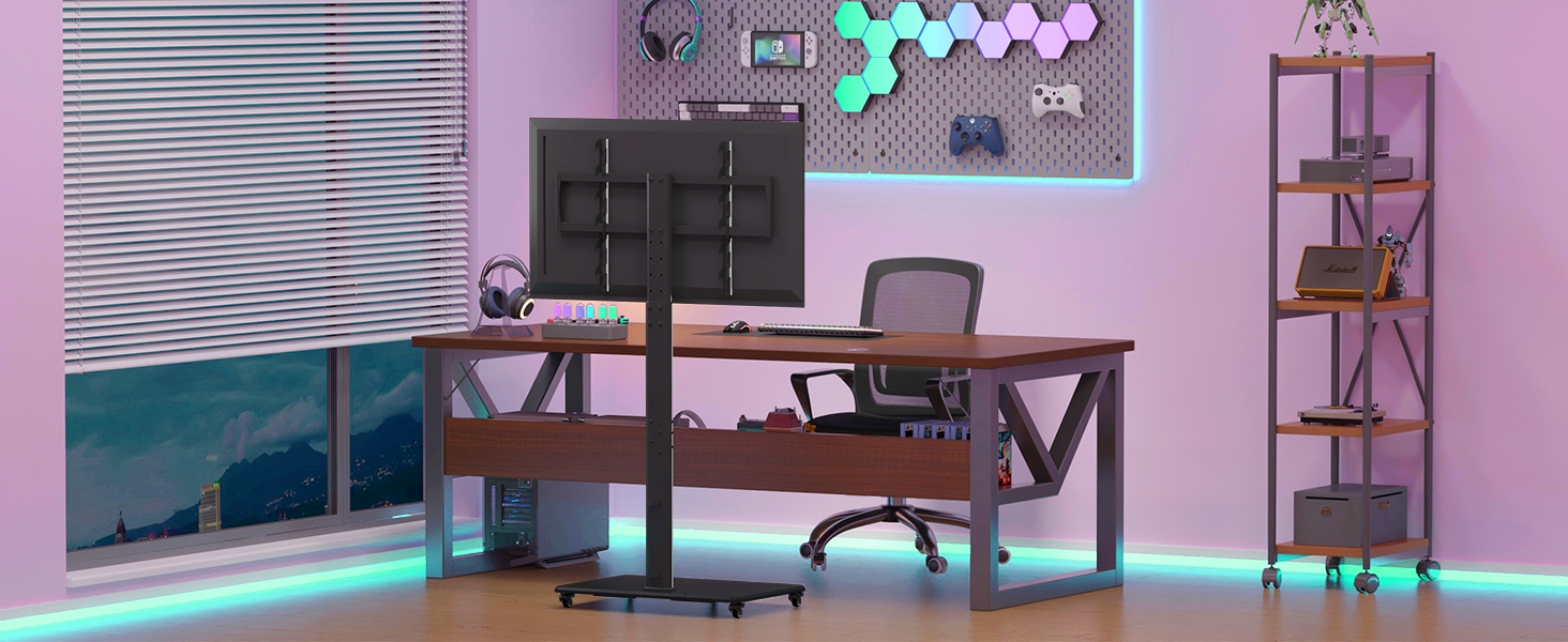 Підставка для телевізора на колесах, регульована по висоті, для екранів 42-70 дюймів, до 40 кг, VESA 600x400 мм