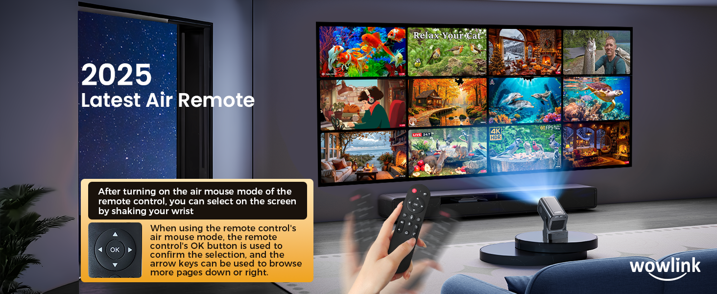 Портативний проєктор Beamer 4K з автофокусом та WiFi 6, Bluetooth 5.4 (2025 модель) – підтримка HDMI, USB, TV Stick, Laptop, чорний