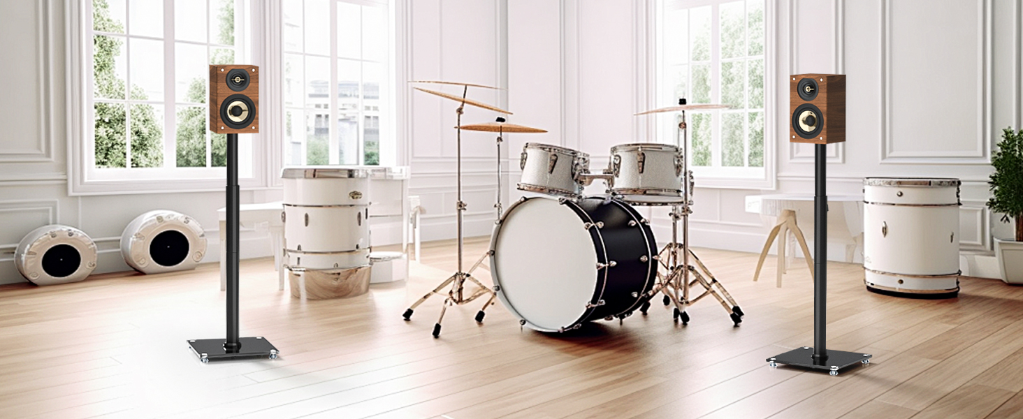 Підставка для колонок 5Rcom з кабелепроводом, регульована по висоті, пара. Підходить для саундбарів, студійних моніторів та колонок. Максимальне навантаження: 5 кг