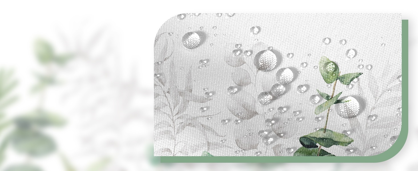 Штора для душу 180x220 см, антигрибкова, з тропічним дизайном (зелені пальмові листя, евкаліпт, гриби), водонепроникна, поліестер, для ванної кімнати, з 12 гачками