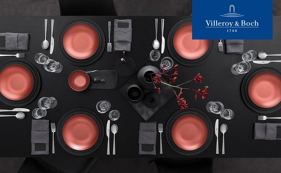 Стартовий набір Villeroy & Boch Manufacturing 6 предметів, чорний матовий, столовий сервіз, порцеляна, можна мити в посудомийній машині