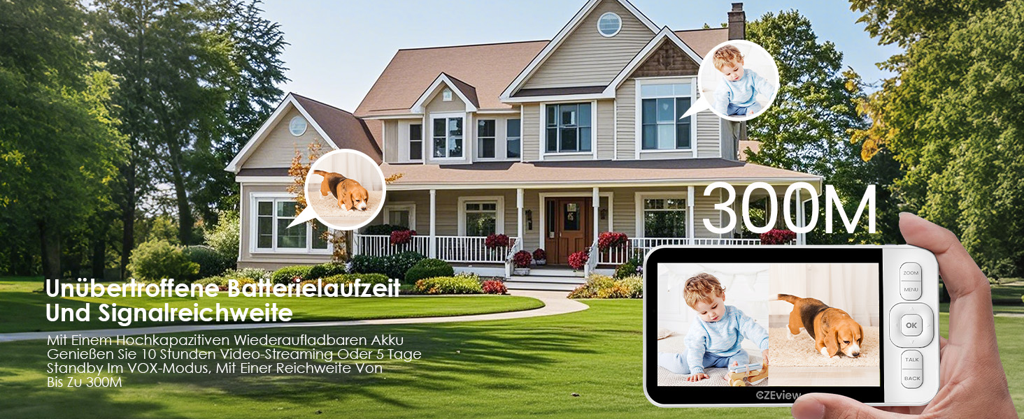 Відеоняня з камерою 2K HD Wi-Fi Babyphone з додатком, 360° огляд, 4x Zoom, нічний режим, датчик руху/плачу/звуку, термометр, чорний - 1 камера