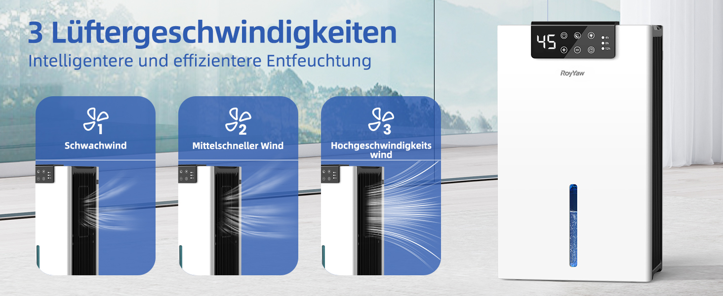 Електричний осушувач повітря 2700 мл з фільтром, тихий (28 дБ), з нічним режимом та 7 кольорами, білий