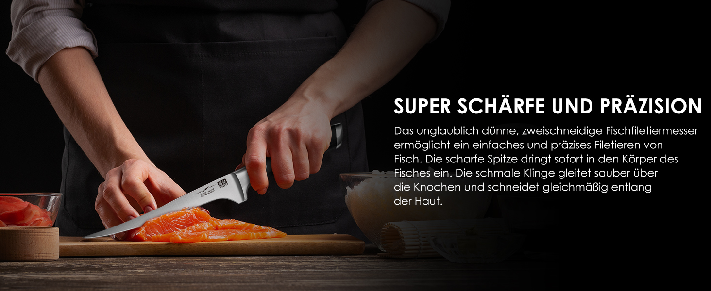 Набір кухонних ножів SHAN ZU з бруском, 14 предметів. Професійний німецький набір кухонних ножів з точильним бруском, набір ножів для кухні (ніж для філе)