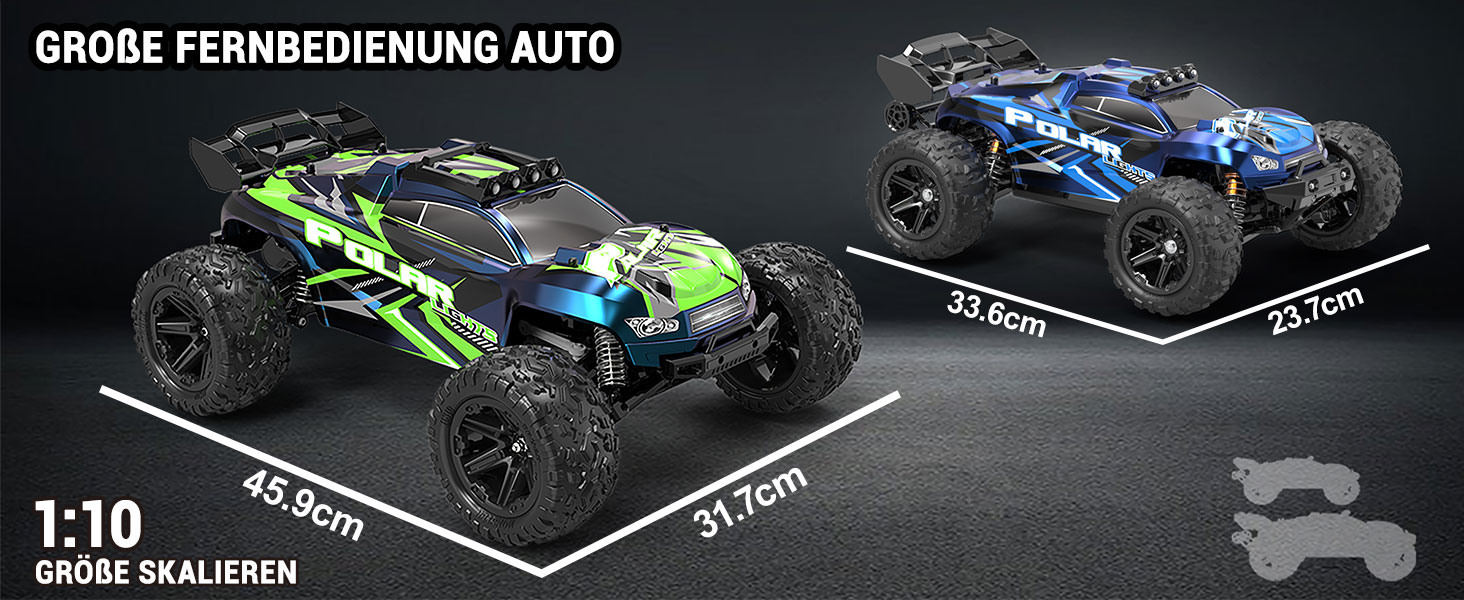 Радіокерований позашляховий електро-трак 1/10, 18 дюймів, 45+ км/год, 2 акумулятори 2600 mAh, для дорослих та дітей