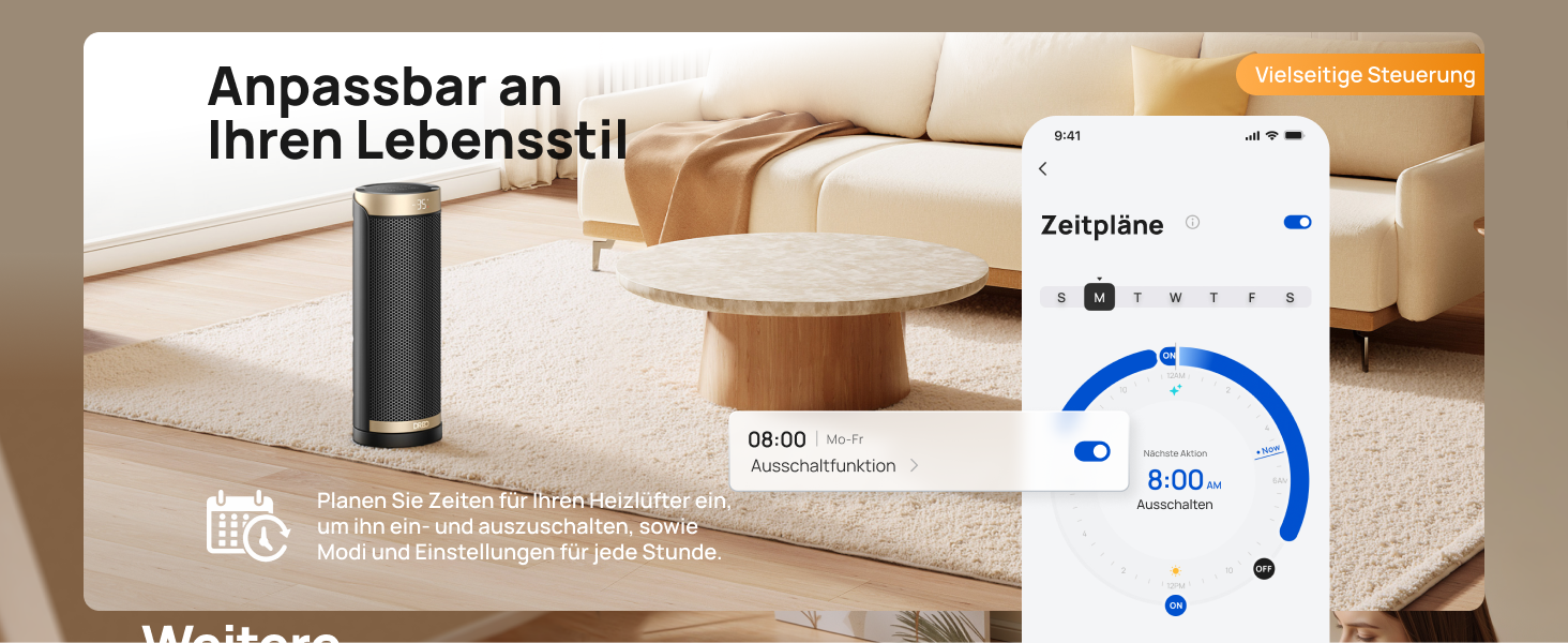 Електричний обігрівач Dreo Solaris Slim H3 з PTC-керамічним нагрівом, Wi-Fi, 3 режими, 3 швидкості, 12-годинний таймер, пульт дистанційного керування, захист від перегріву та перекидання