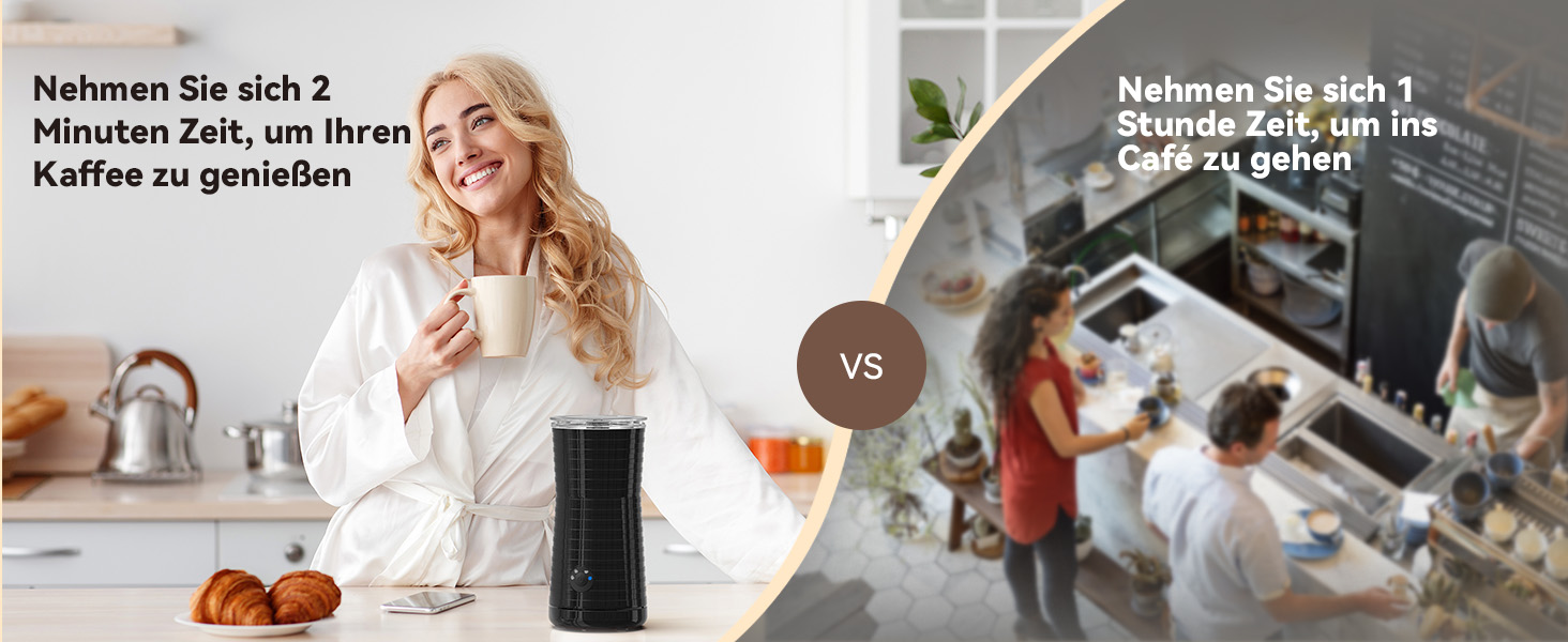 Morpilot Електричний спінювач молока 4-в-1, для лате, капучино, макіато (Чорний)