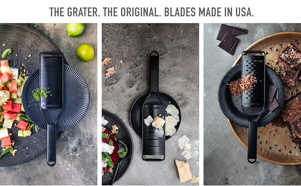Терка кухонна Microplane Grob з нержавіючою сталлю, Made in USA, для сиру, моркви, імбиру, кокосу та хріну, серія Black Sheep, чорна, велика решітка