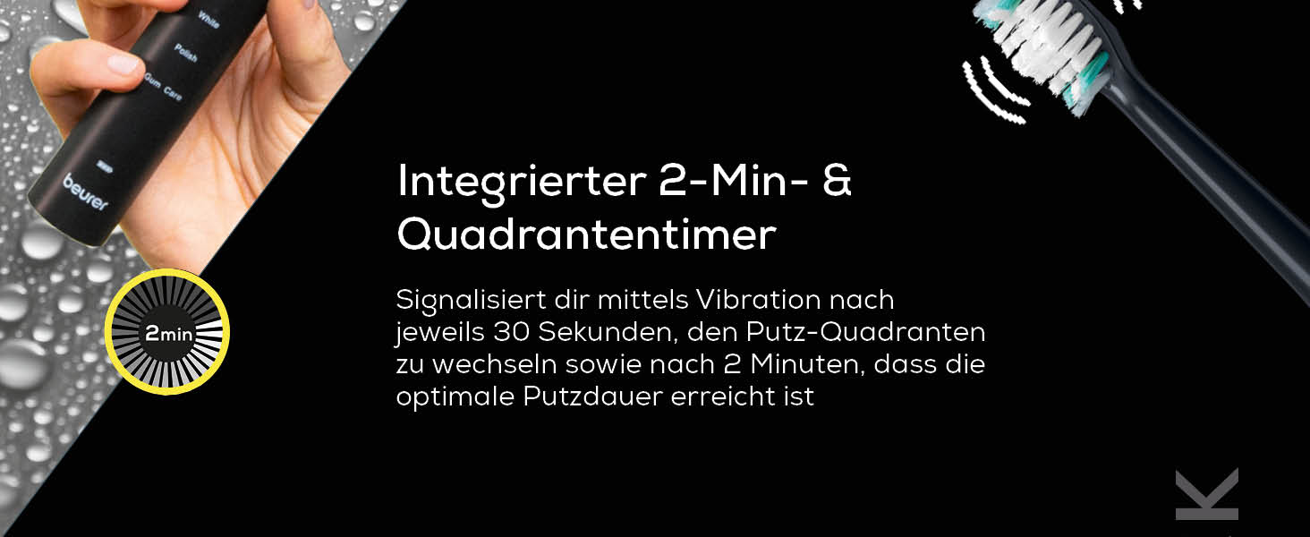 Beurer SC 30 Електрична зубна щітка Jet Black з 4 режимами чищення, 80 000 коливань, таймером та LED-дисплеєм + 2 насадки, корпус з переробленого пластику