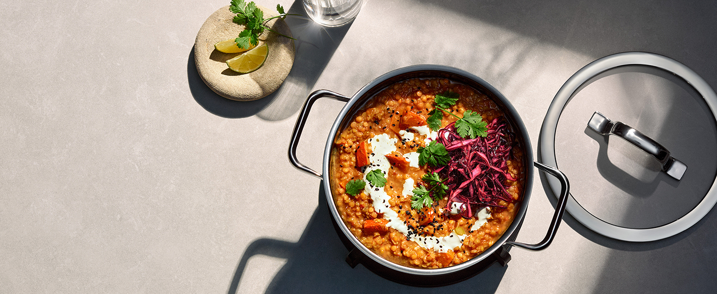 Набір каструль WMF Fusiontec Mineral Pro, 4 шт., індукційні, нержавіюча сталь, Mango Yellow, Made in Germany