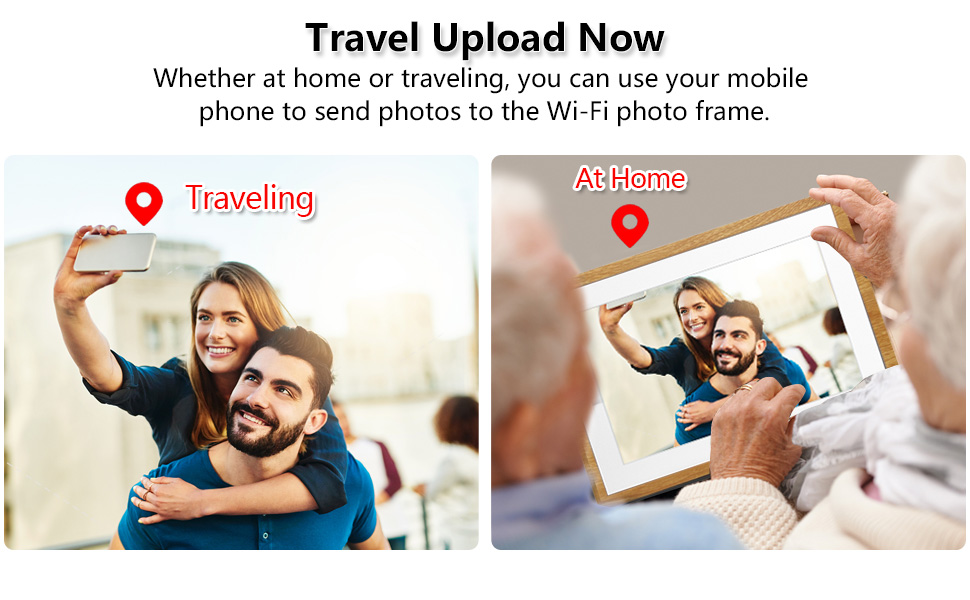 Цифровий фоторамка Frameo з Wi-Fi, 10.1 дюйма, 32GB, сенсорний екран, автоповорот, сумісність з додатком Frameo