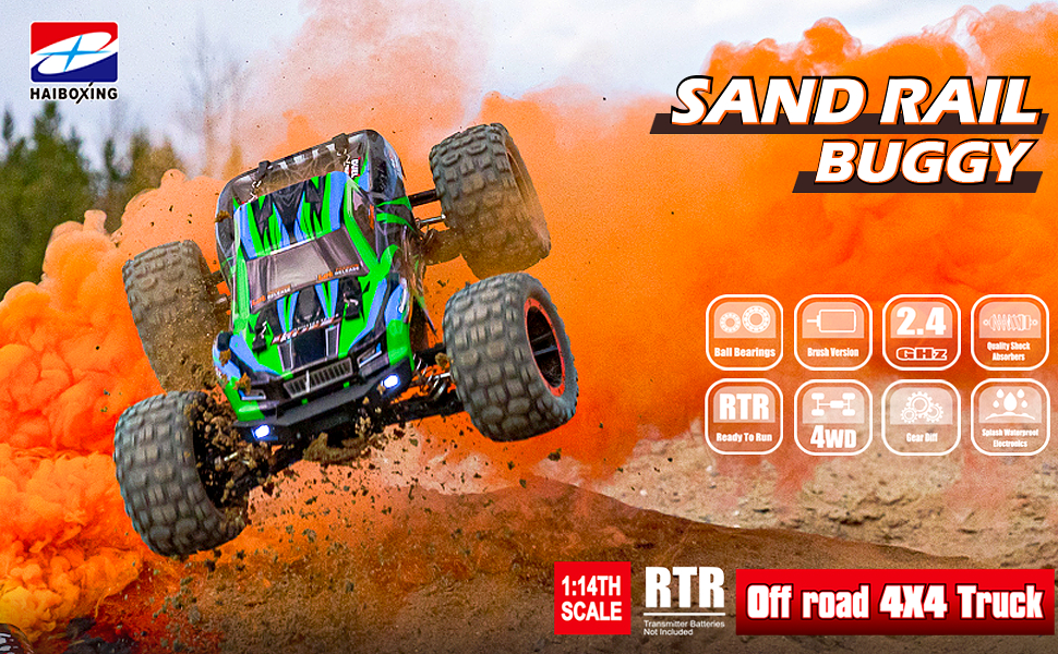 Радіокерований позашляховик HBX 1:14 4WD 39 км/год, RC монстр-трак, водонепроникний, для дітей та дорослих