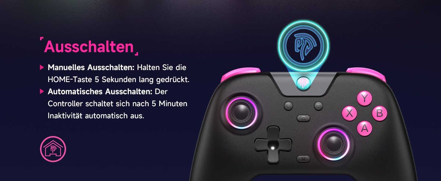 Контролер EasySMX X05 для PC, Switch, Steam, Android - Бездротовий, RGB, з аналоговими стіками та тригерами, Bluetooth, Чорний