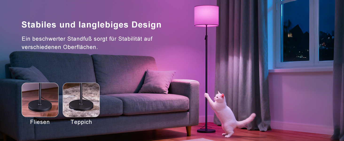 Світлодіодна торшер DUSKTEC RGB для вітальні, смарт-лампа з димером, керування через APP, тепле та холодне біле світло, 10W, 1200LM, регульована висота