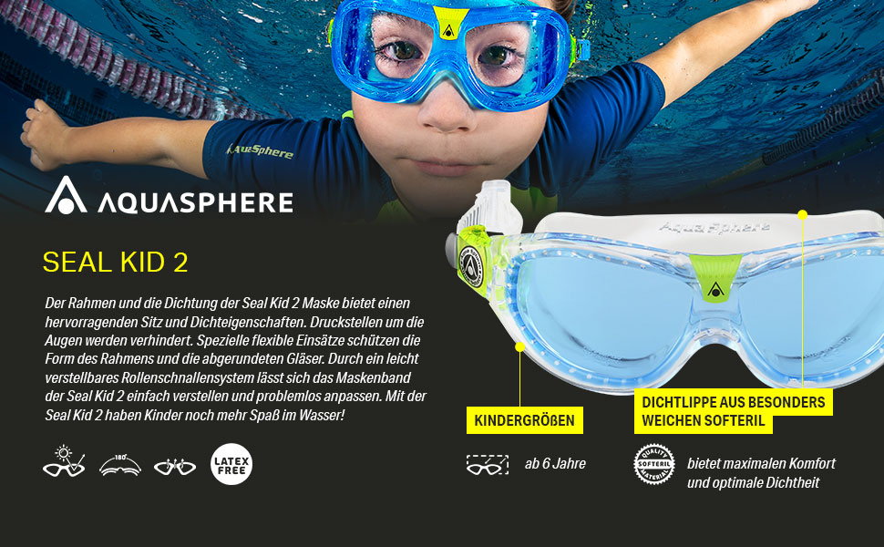 Молодіжний рятувальний жилет Aqua Sphere унісекс, Рожевий, L (3-6Y) і дитячі плавальні окуляри Aqua Sphere Seal 2 з прозорими лінзами