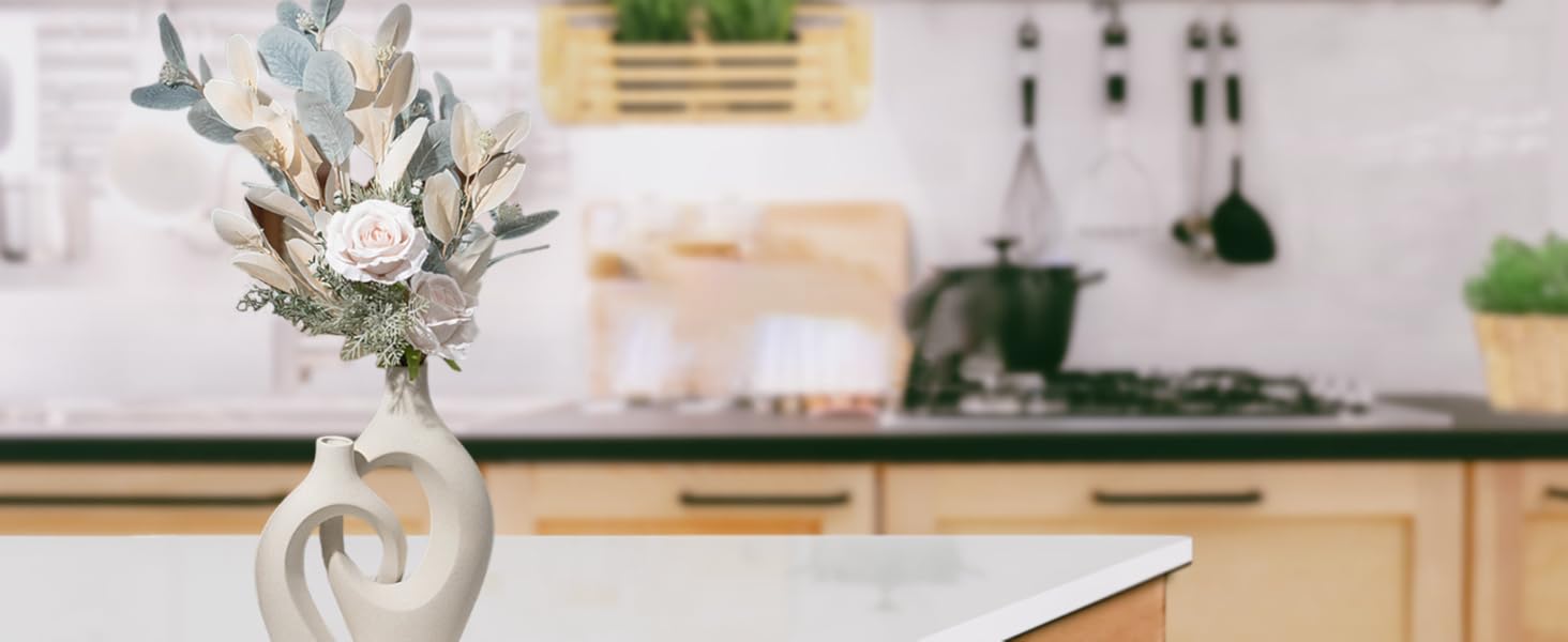 Керамічна ваза SUKIYPO, 2 шт. у наборі, бежева, сучасний дизайн, для дому, офісу, декору інтер'єру