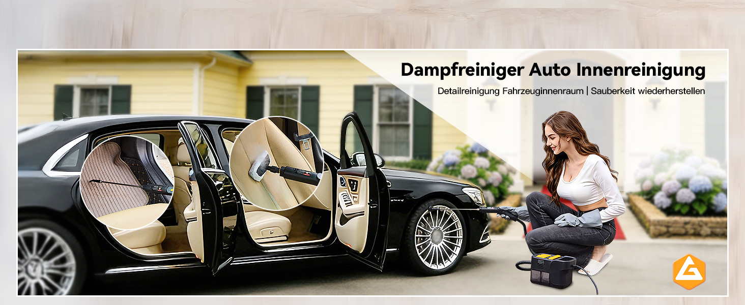 Пароочисник Gautye 3-рівневий регульований руків'я, нагрів за 10 секунд, бак 2L, 18 насадок, для кухні, ванної, підлоги, авто, вікон, чорний