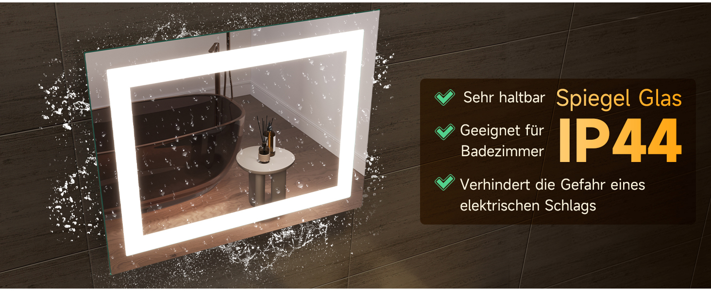 Дзеркало для ванної кімнати SONNI з підсвічуванням 80x60 см, IP44, холодне біле світло