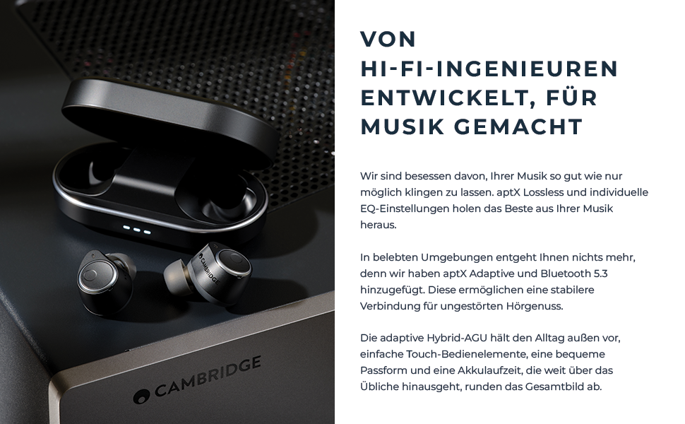 Навушники Cambridge Audio Melomania M100 - справжній бездротовий, ANC, звук Hi-Fi, акумулятор 52 год, чорний