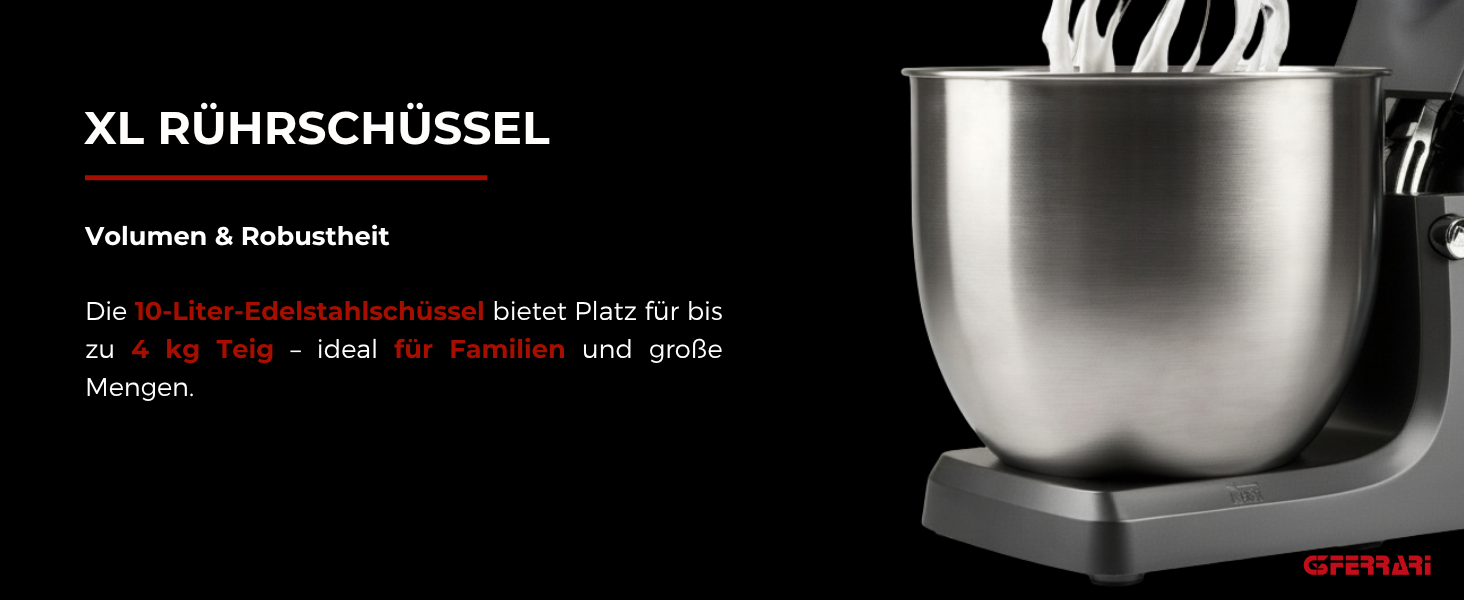 Кухонна машина Pastaio 10 & Lode, 1500 Вт, 10 літрів, нержавіюча сталь, 6 швидкостей, сірий колір